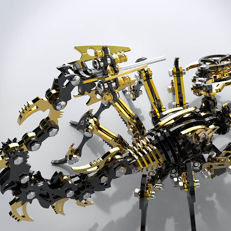 Escorpión Negro Dorado Metal 3D