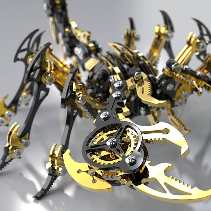 Escorpión Negro Dorado Metal 3D