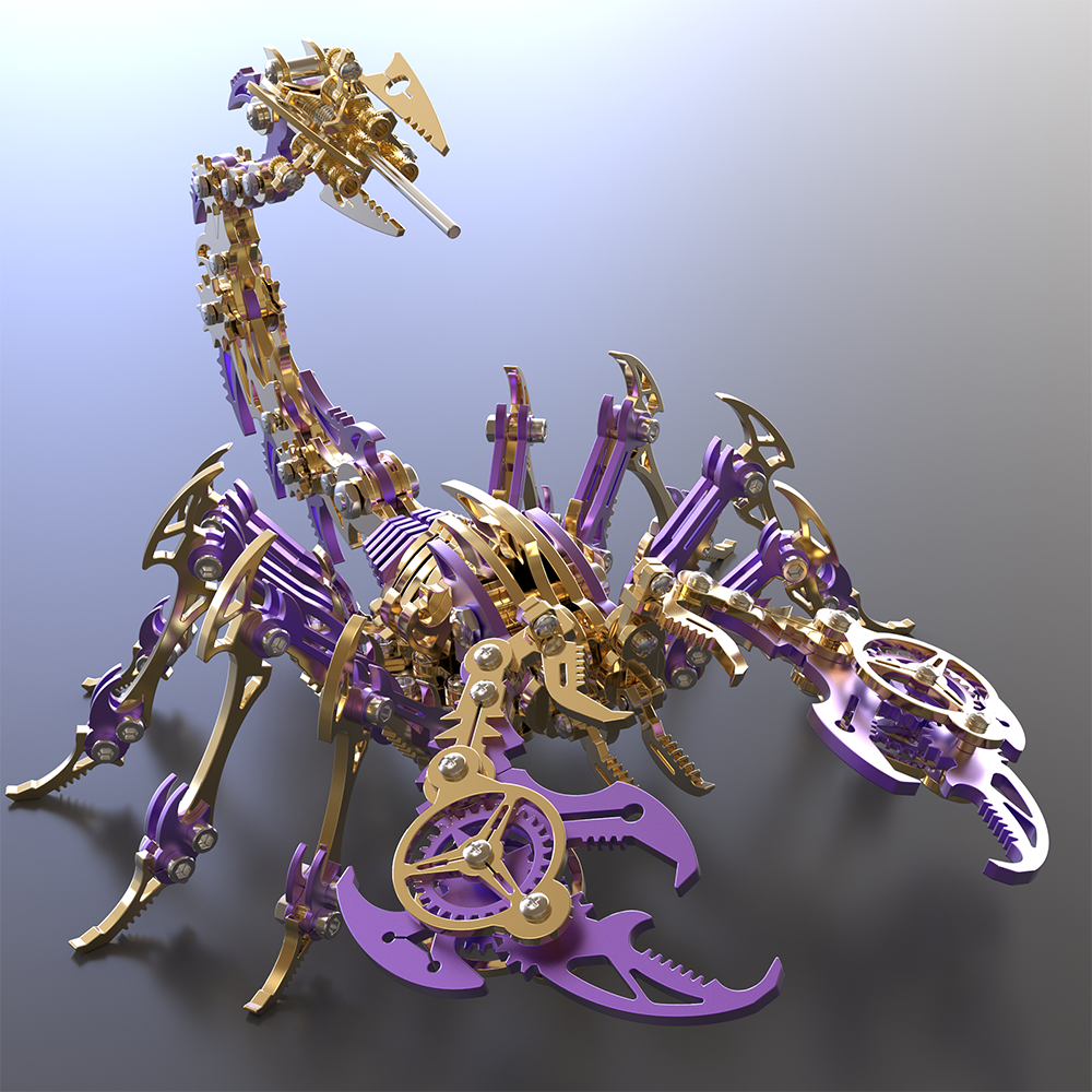 Escorpión Púrpura Dorado Metal 3D