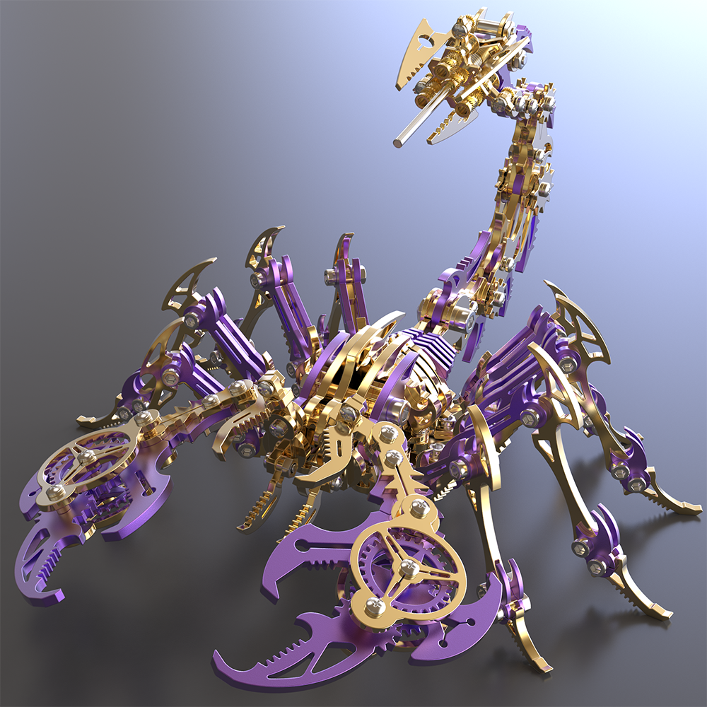 Escorpión Púrpura Dorado Metal 3D