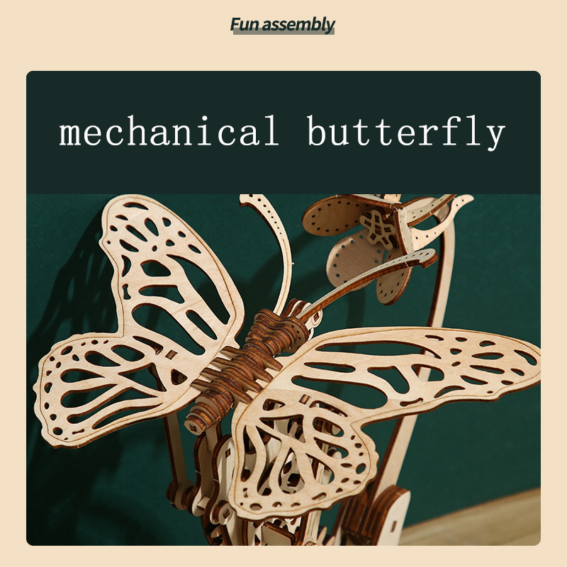 Mariposa Mecánica Madera 3D