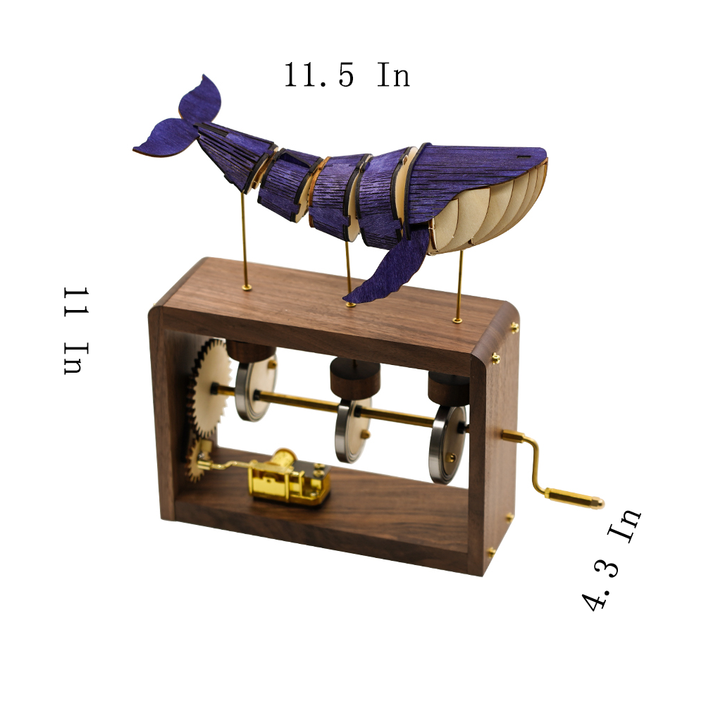 Ballena Mecánica con Caja de Música Metal 3D 92 piezas