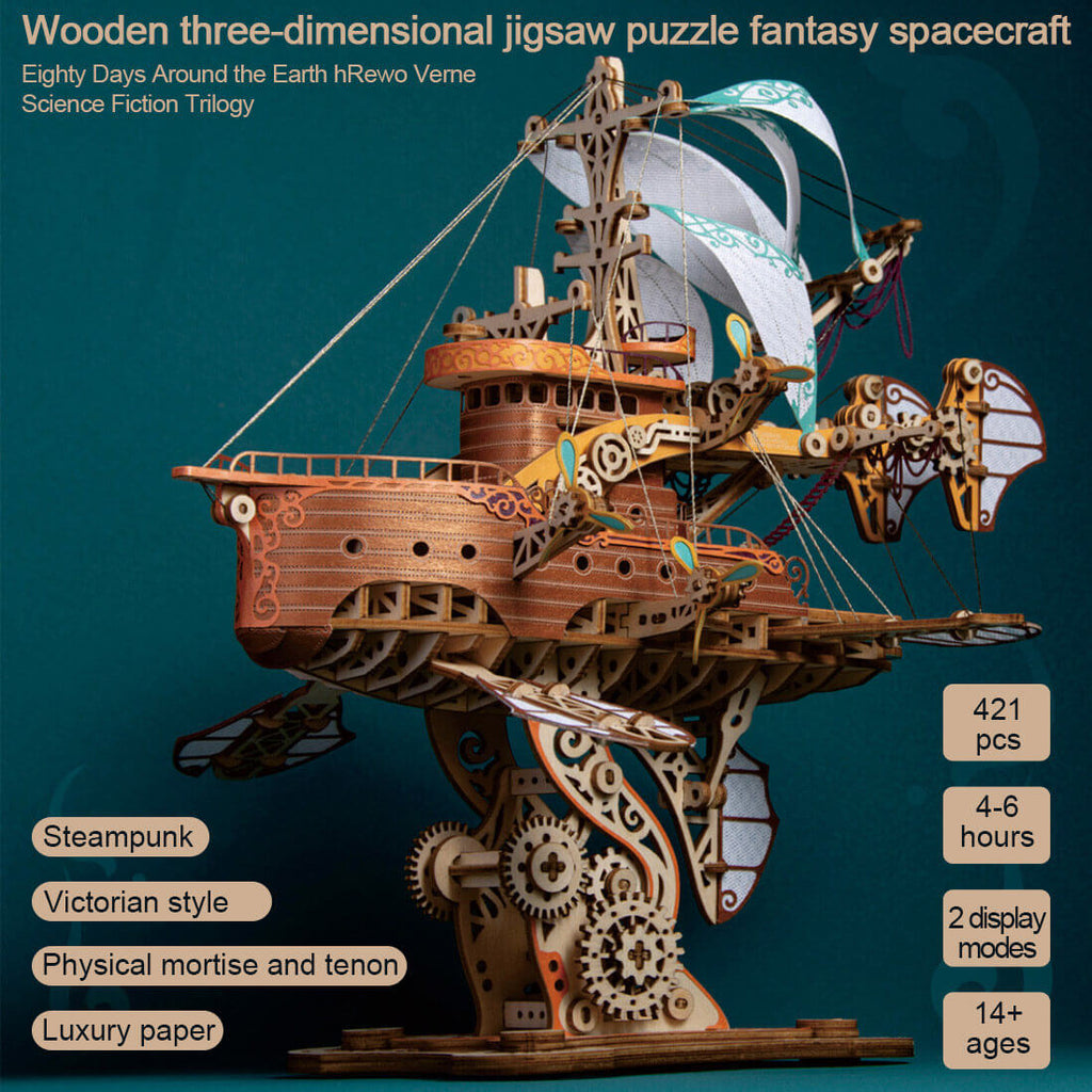 Nave Espacial Fantasy Steampunk Madera 3D
