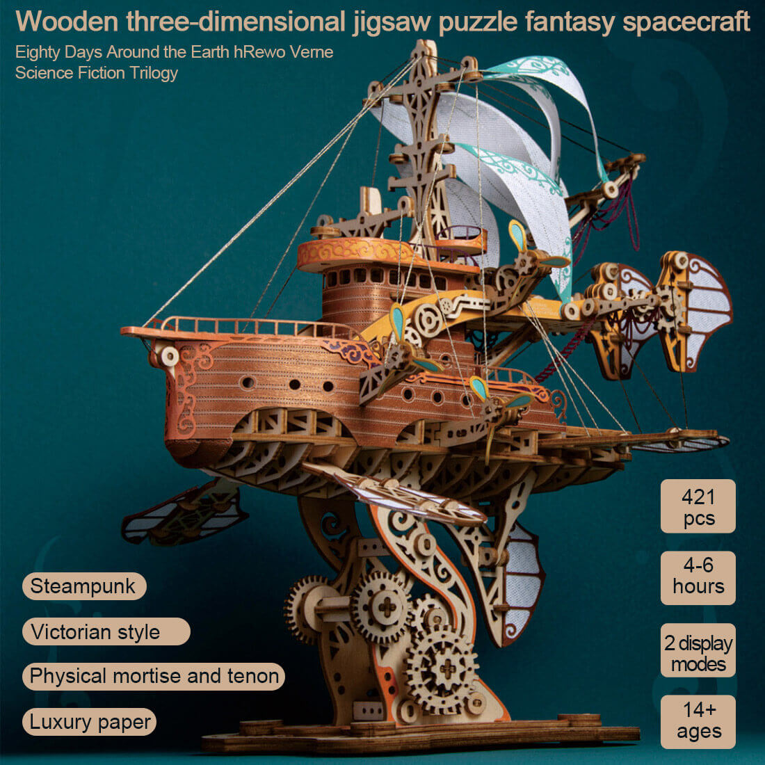 Nave Espacial Fantasy Steampunk Madera 3D
