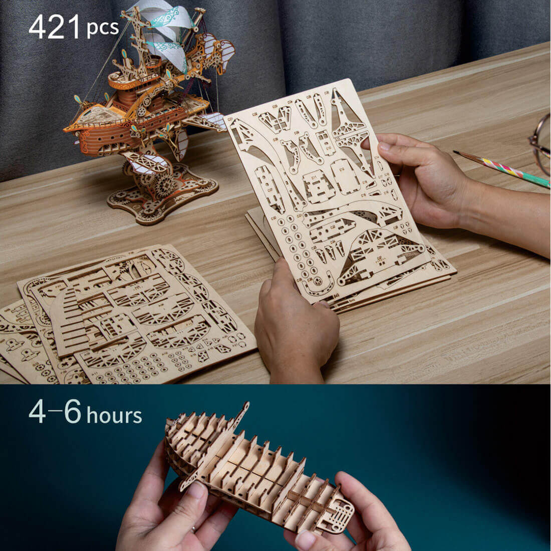 Nave Espacial Fantasy Steampunk Madera 3D
