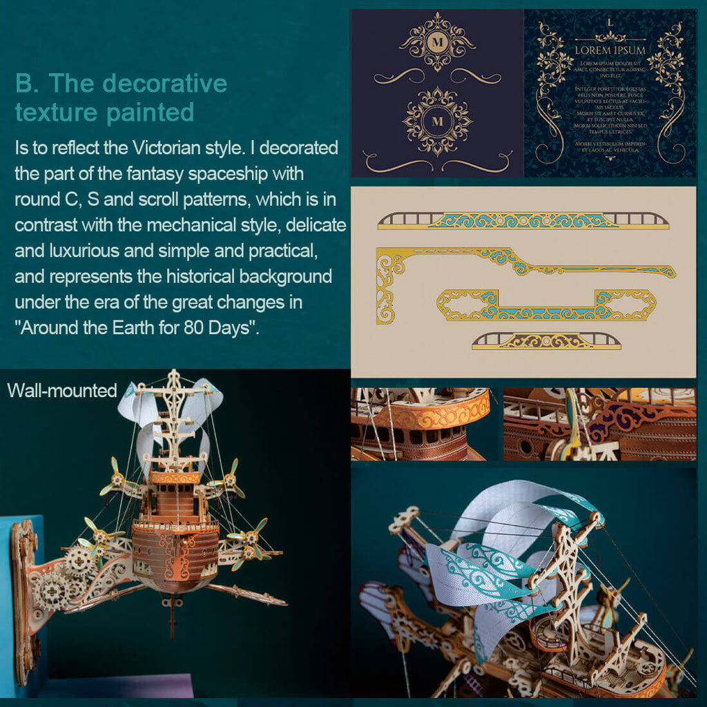 Nave Espacial Fantasy Steampunk Madera 3D