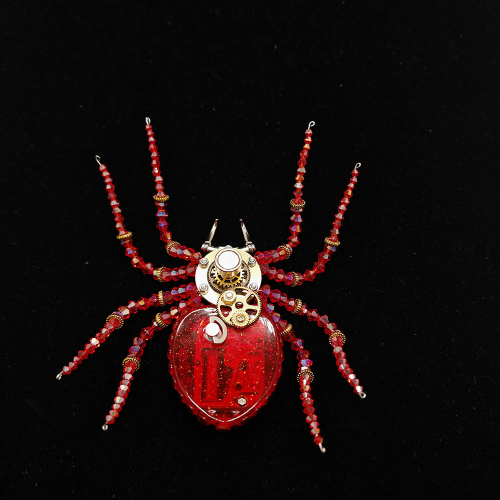 Araña Cristal Mecánica Steampunk Metal 3D con Caja Musical