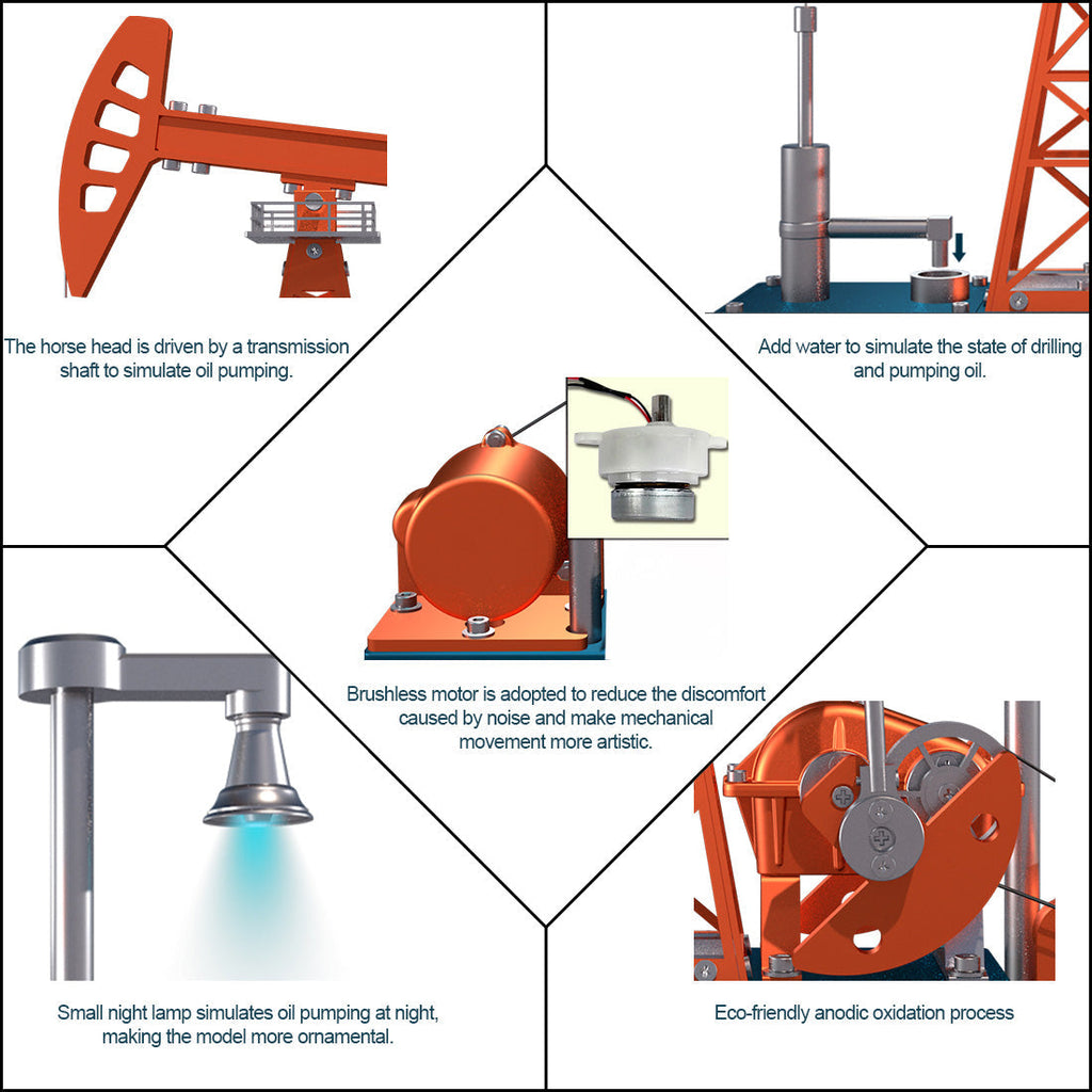 Modelo Bomba de Petróleo Funcional Metal 3D 219 piezas
