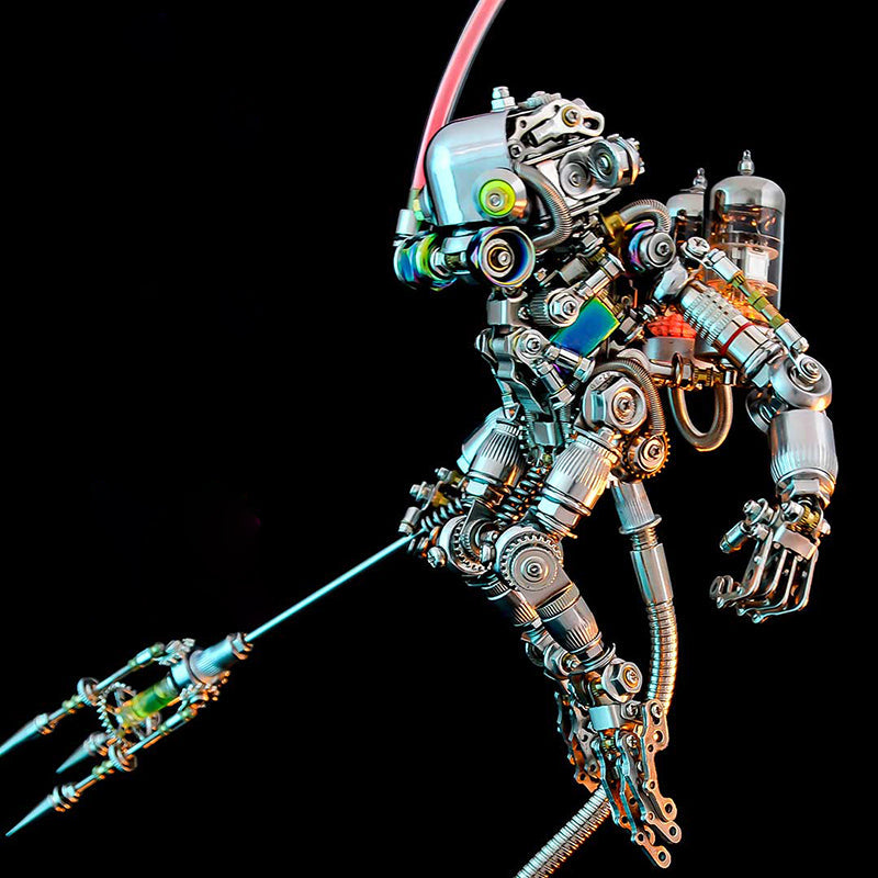 Simio Buceador Cyberpunk Metal 3D con Base