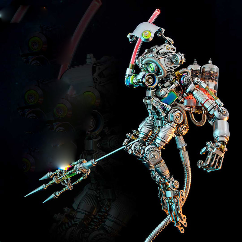 Simio Buceador Cyberpunk Metal 3D con Base