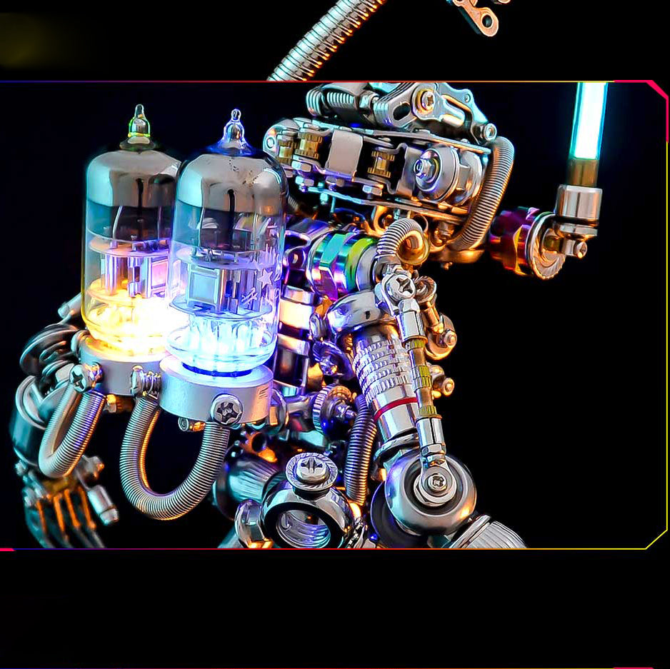 Simio Buceador Cyberpunk Metal 3D con Base