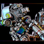 Simio Buceador Cyberpunk Metal 3D con Base