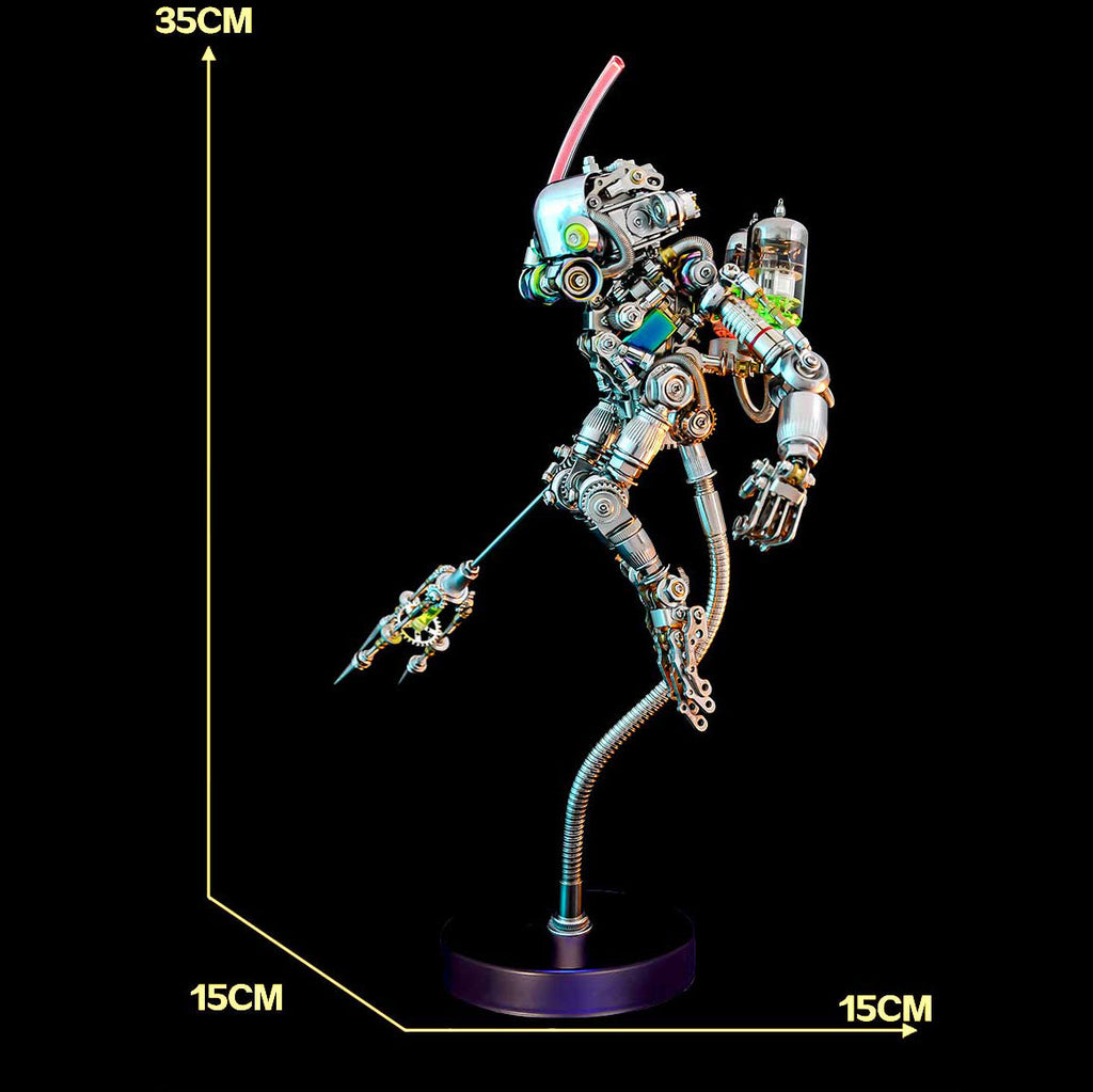 Simio Buceador Cyberpunk Metal 3D con Base