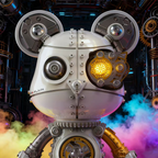 Oso Mecha Cyberpunk Metal 3D