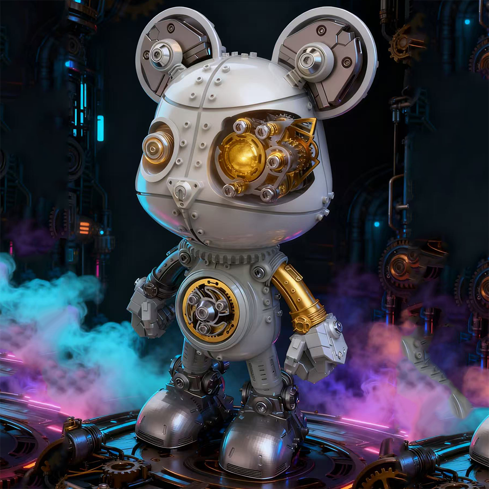 Oso Mecha Cyberpunk Metal 3D