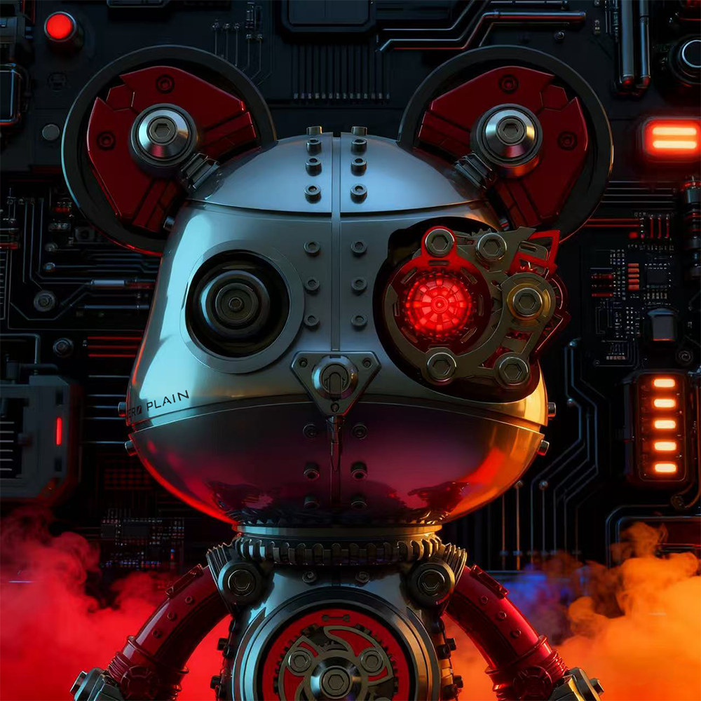 Oso Mecha Cyberpunk Metal 3D
