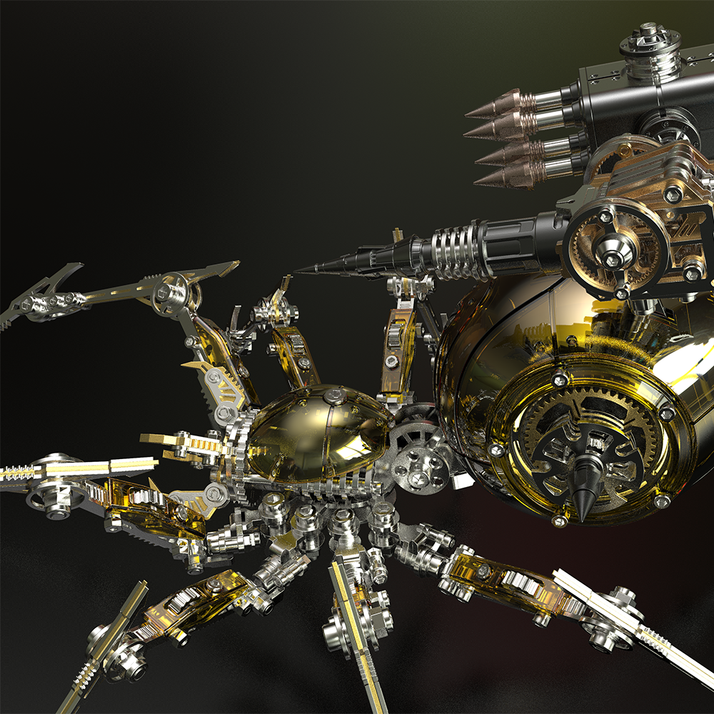 Araña Mecha Batalla Cyberpunk Metal 3D