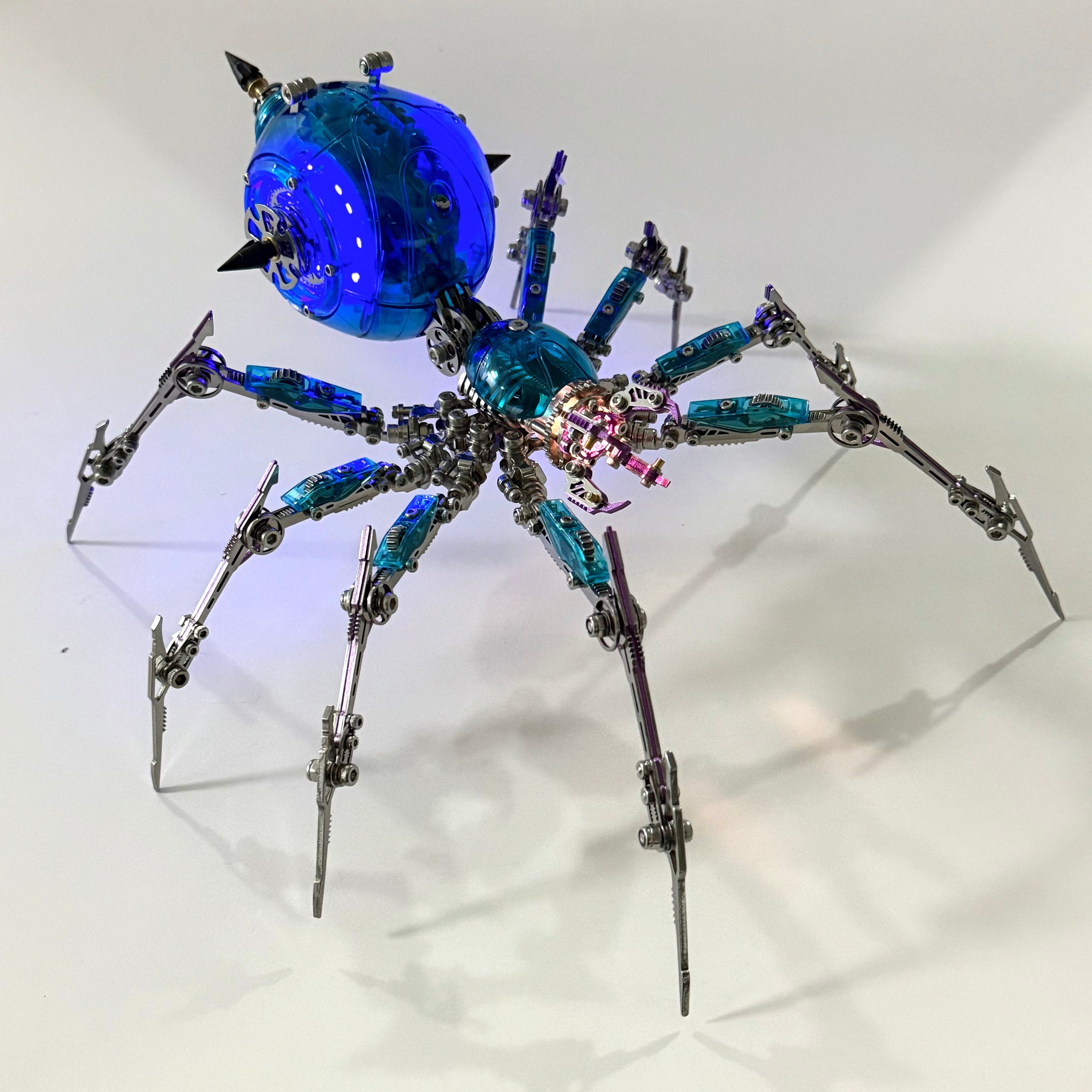 Araña Mecha Batalla Azul Cyberpunk Metal 3D