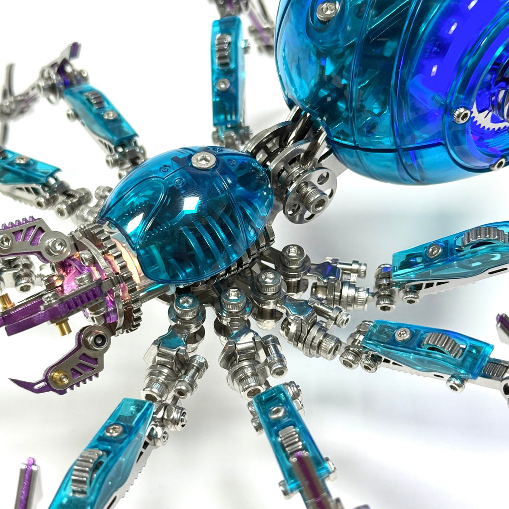 Araña Mecha Batalla Azul Cyberpunk Metal 3D