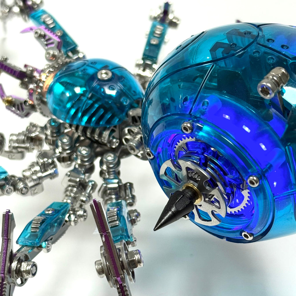 Araña Mecha Batalla Azul Cyberpunk Metal 3D