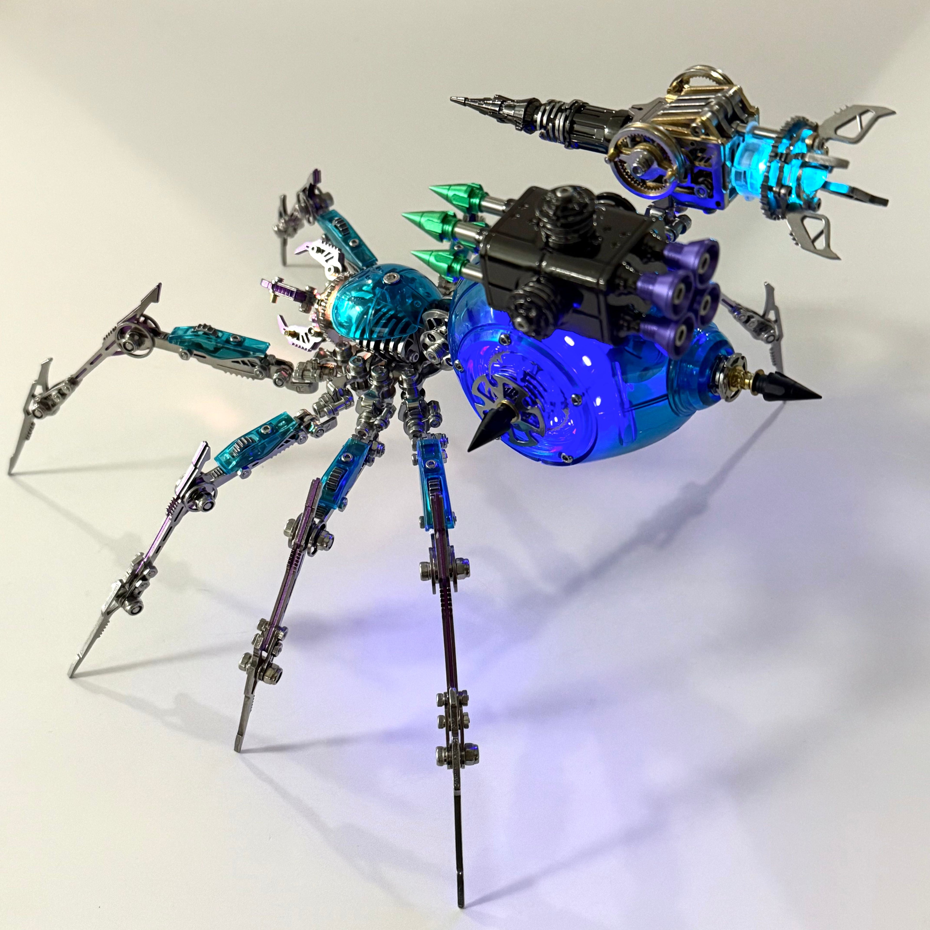 Araña Mecha Batalla Azul Cyberpunk Metal 3D