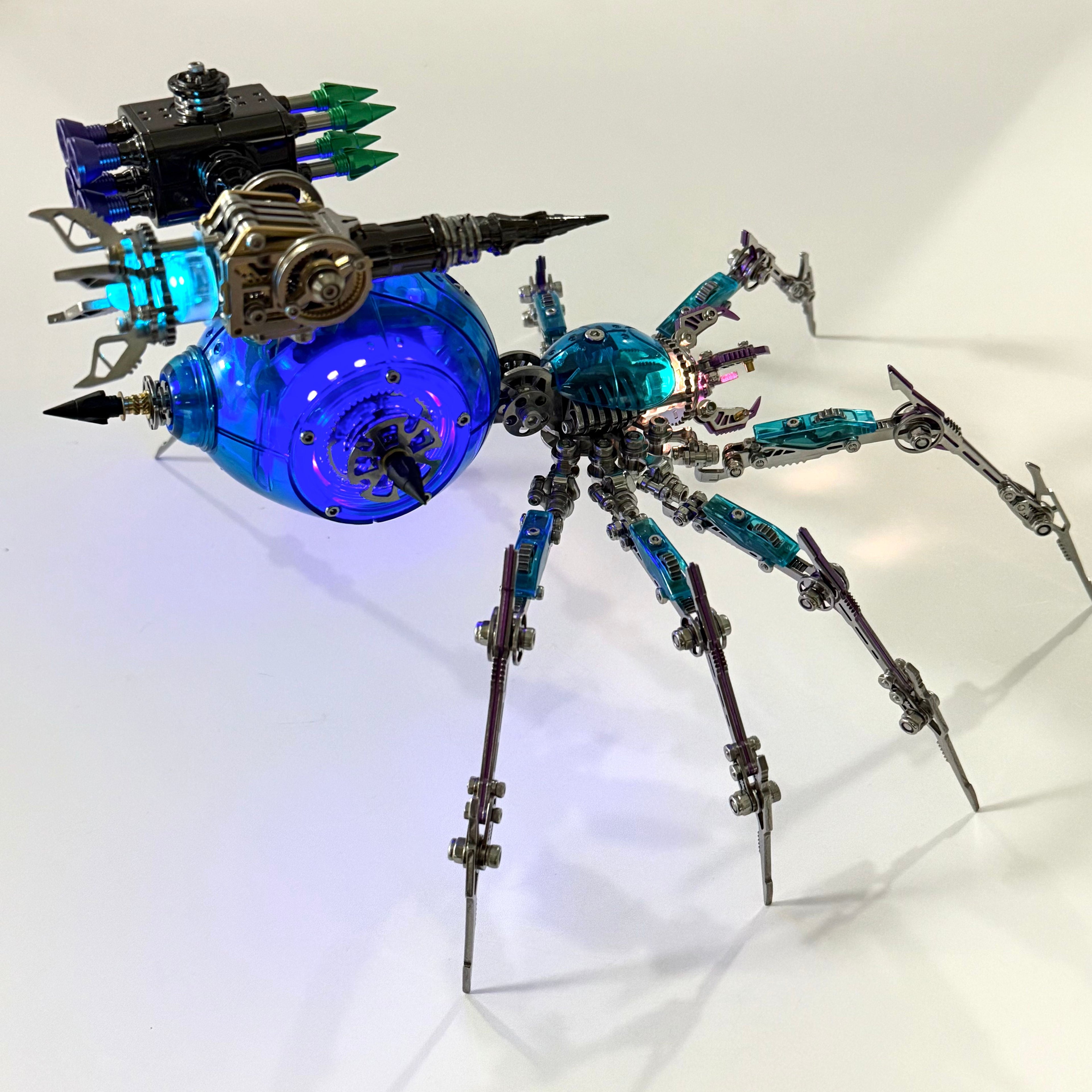 Araña Mecha Batalla Azul Cyberpunk Metal 3D