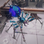 Araña Mecha Batalla Azul Cyberpunk Metal 3D