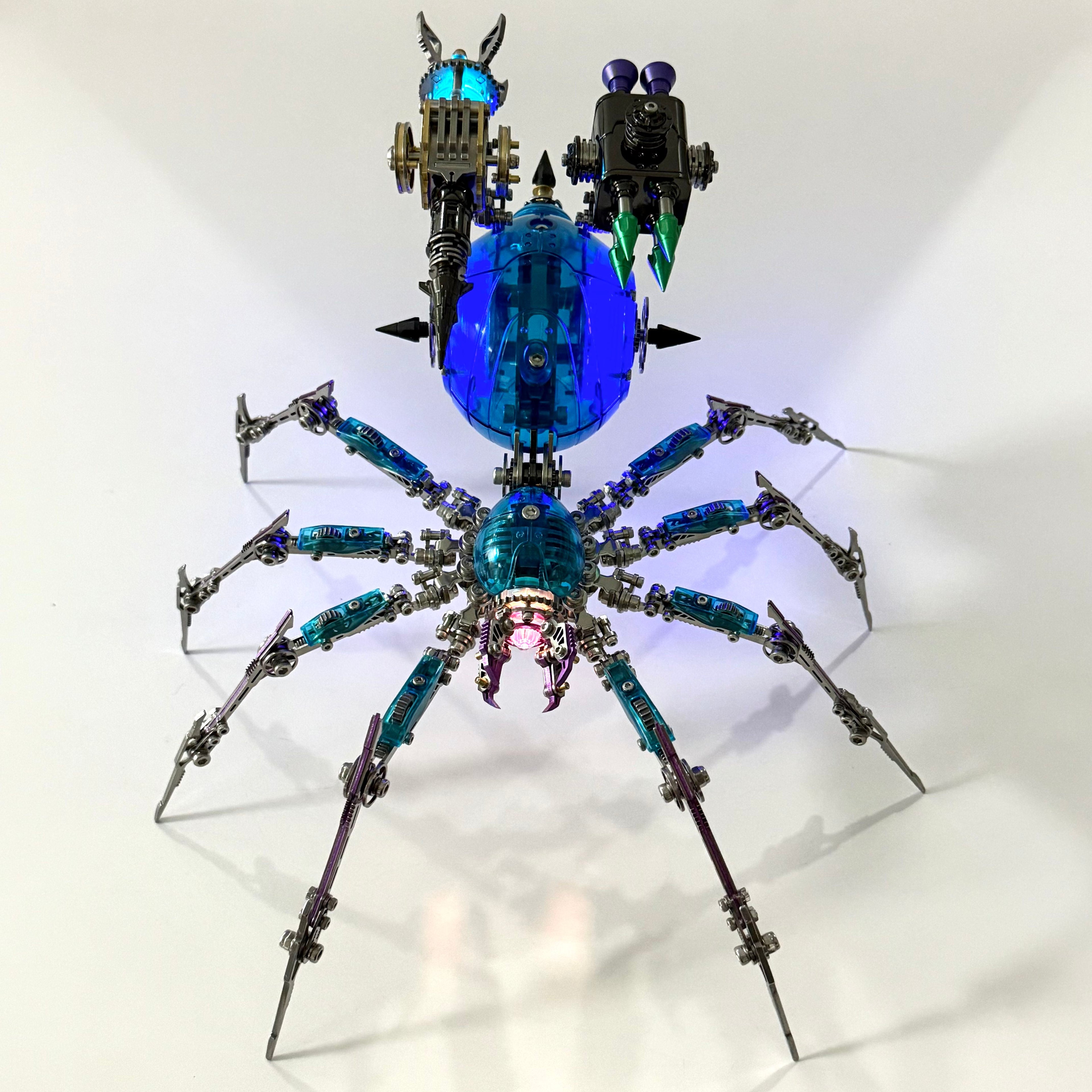 Araña Mecha Batalla Azul Cyberpunk Metal 3D