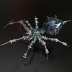 Araña Mecha Batalla Azul Cyberpunk Metal 3D