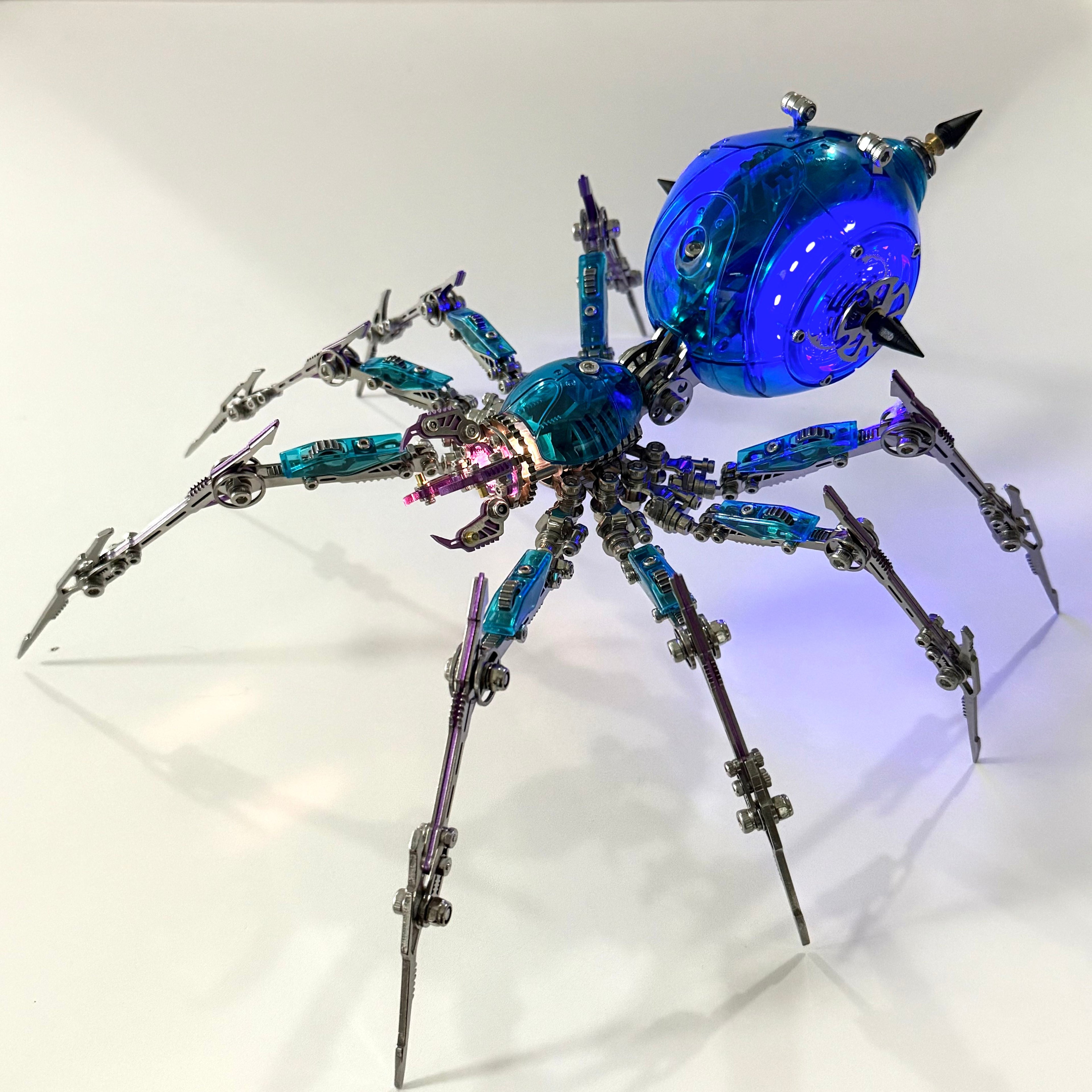Araña Mecha Batalla Azul Cyberpunk Metal 3D