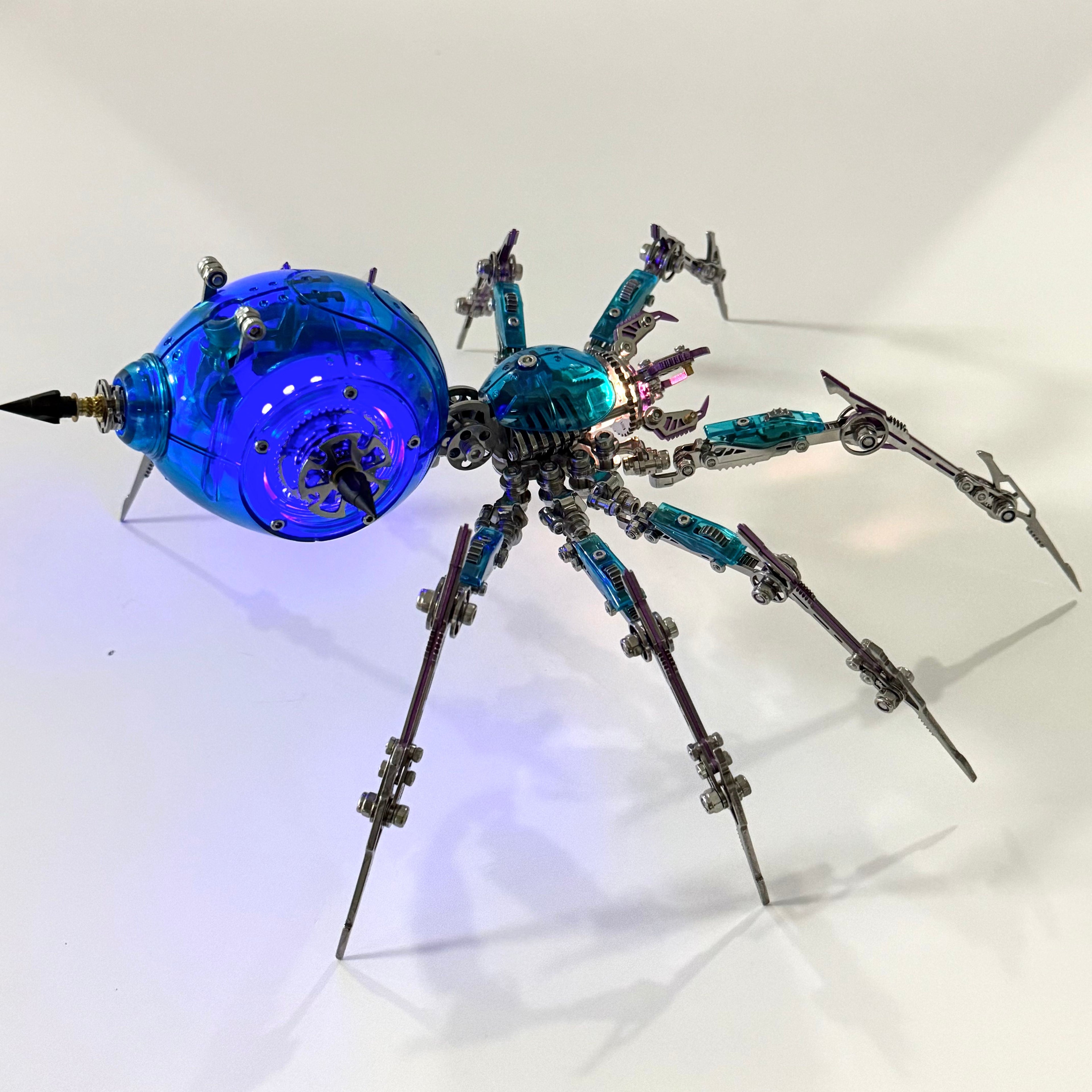 Araña Mecha Batalla Azul Cyberpunk Metal 3D