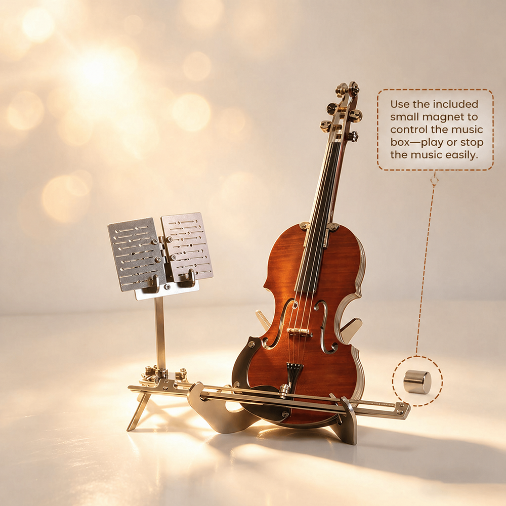 Violín Miniatura Elegante Metal 3D