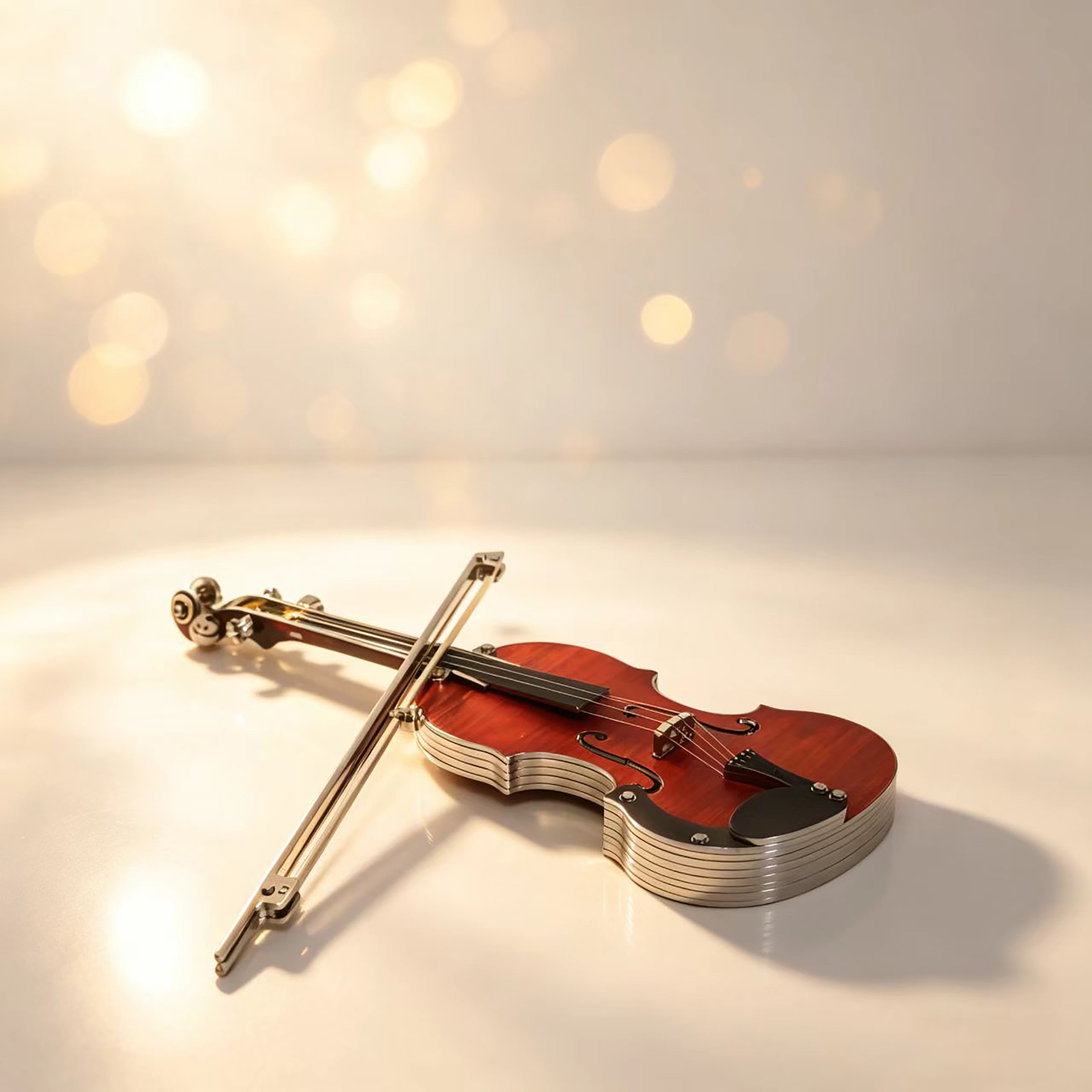 Violín Miniatura Elegante Metal 3D