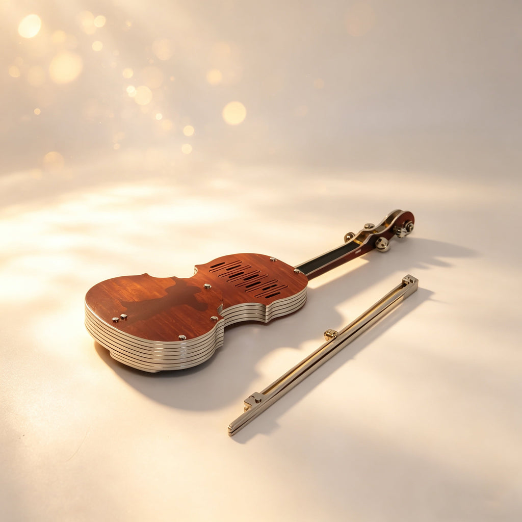 Violín Miniatura Elegante Metal 3D
