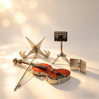 Violín Miniatura Elegante Metal 3D
