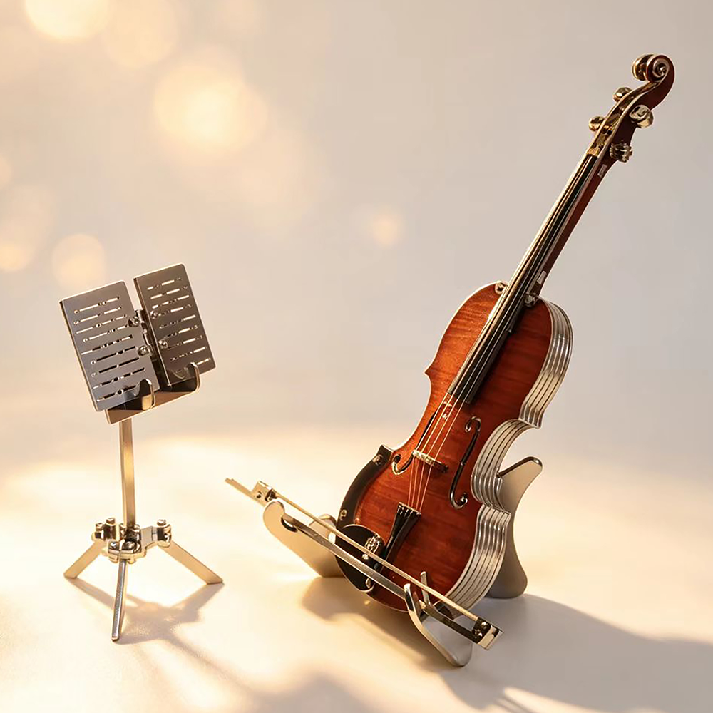 Violín Miniatura Elegante Metal 3D