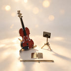 Violín Miniatura Elegante Metal 3D