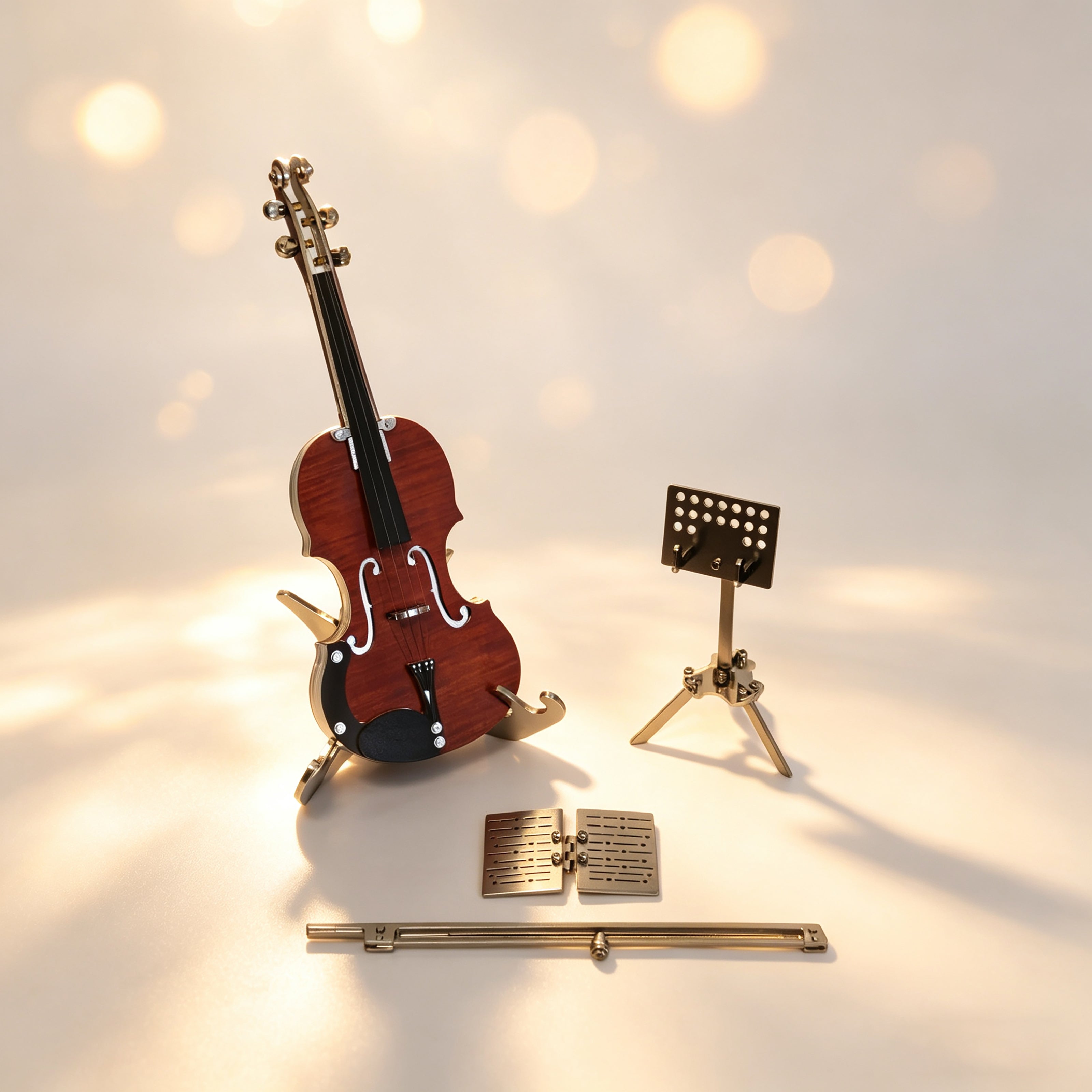 Violín Miniatura Elegante Metal 3D