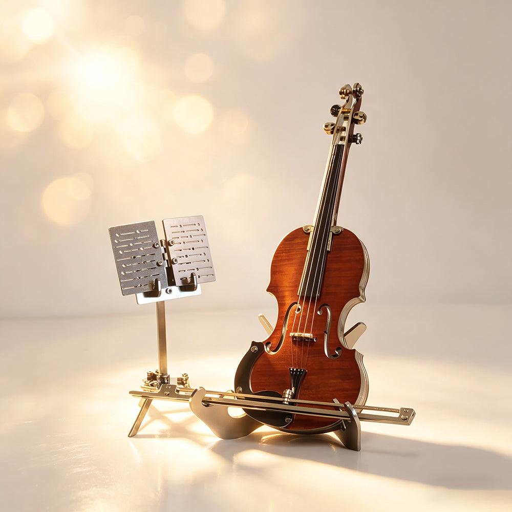 Violín Miniatura Elegante Metal 3D