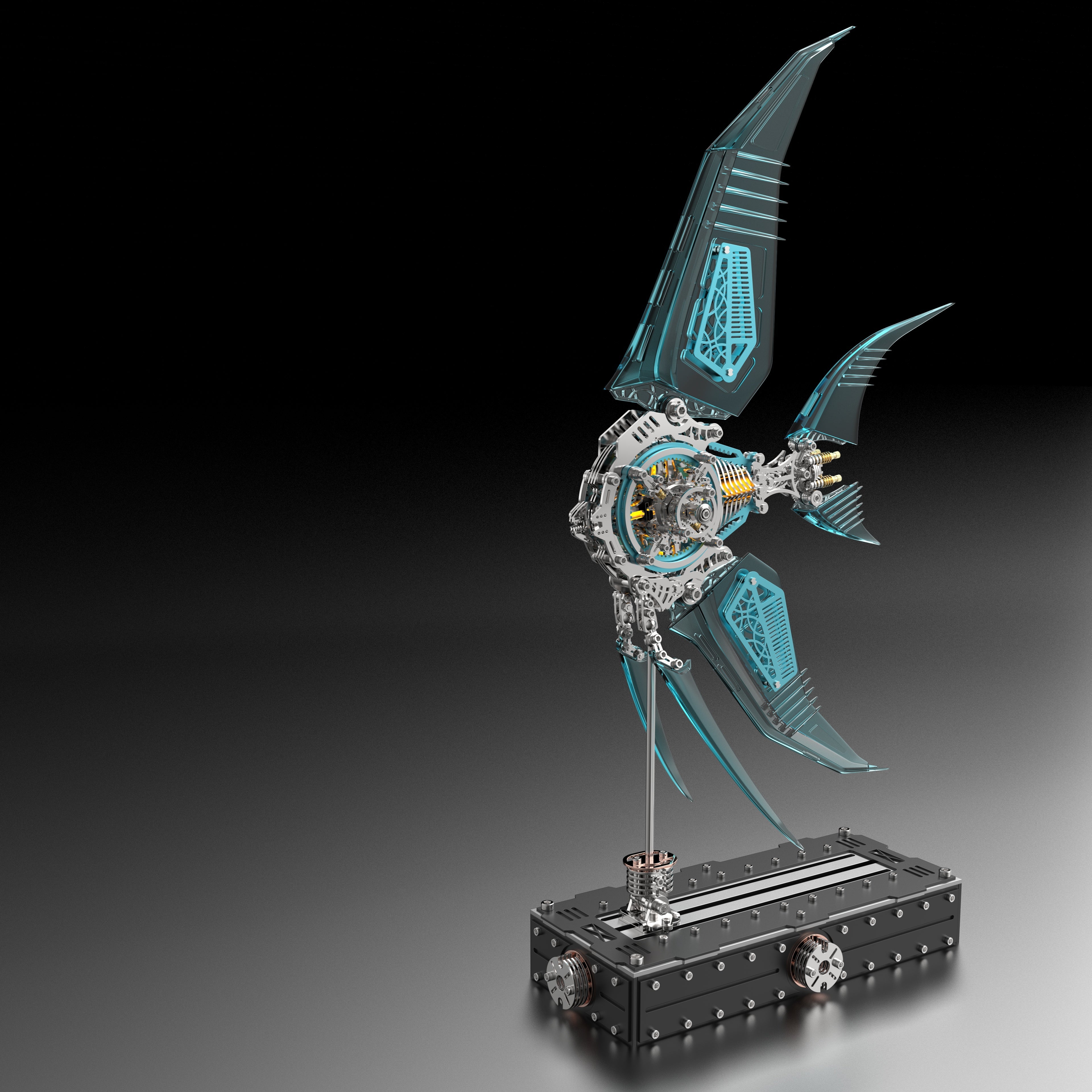 Pez Ángel Mecánico Metal 3D Serie Marina