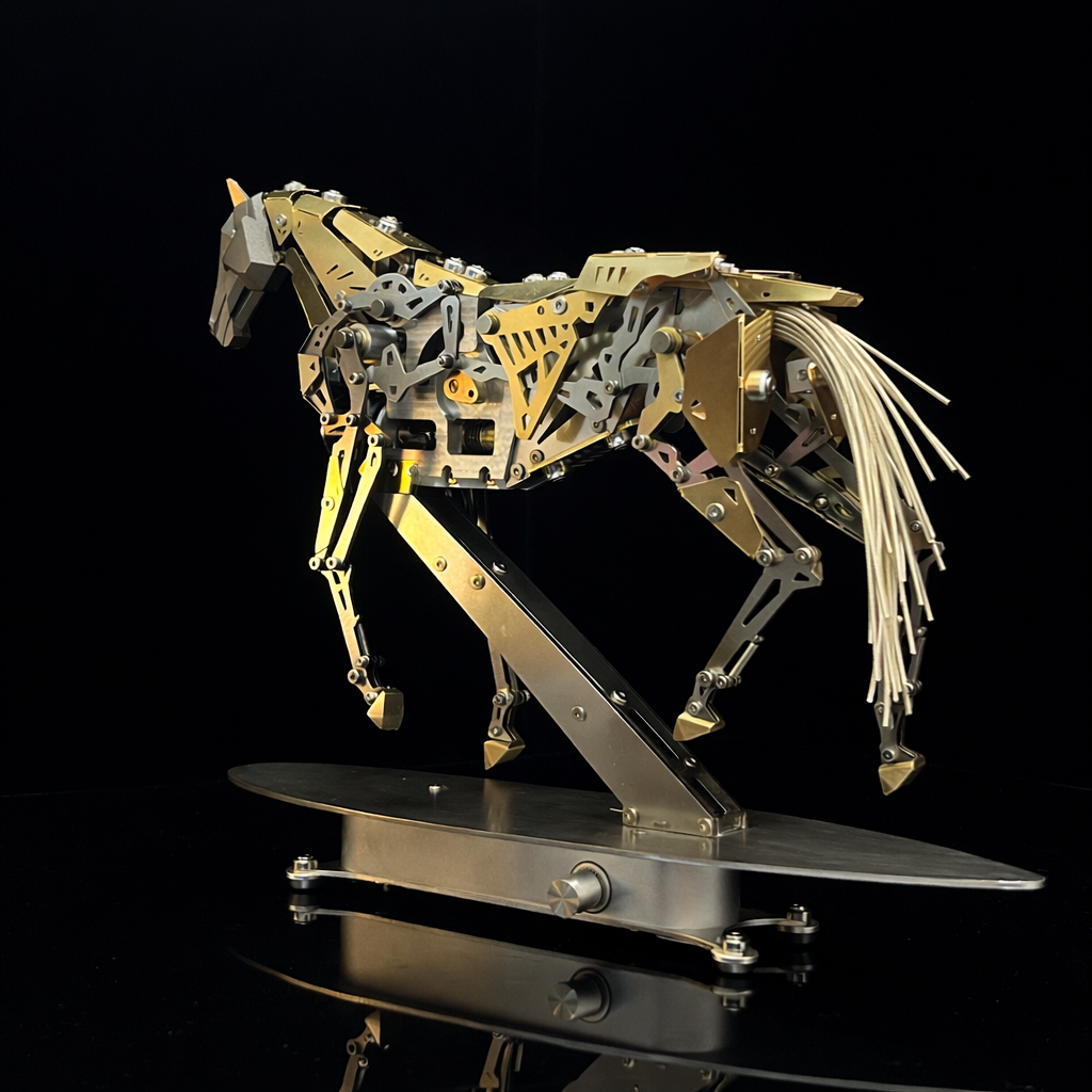 Caballo Mecánico en Movimiento Metal 3D