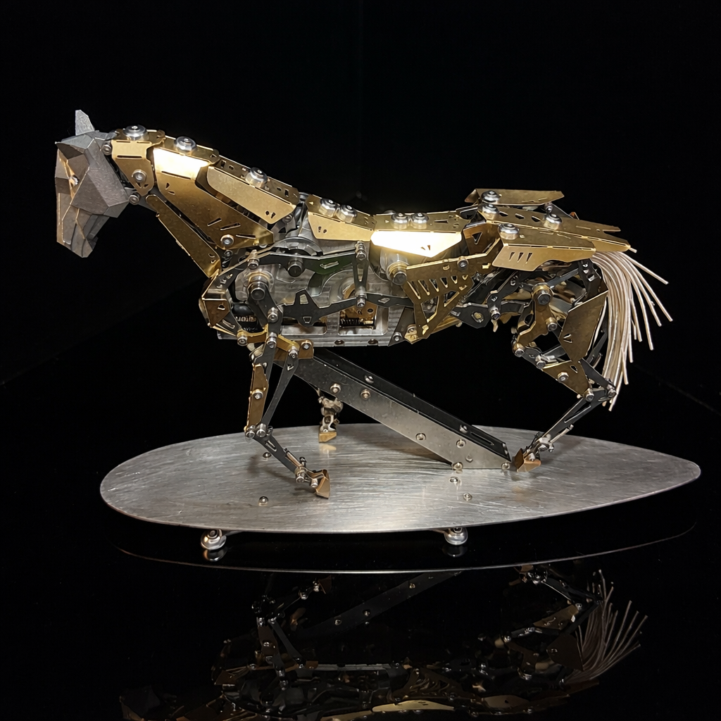 Caballo Mecánico en Movimiento Metal 3D