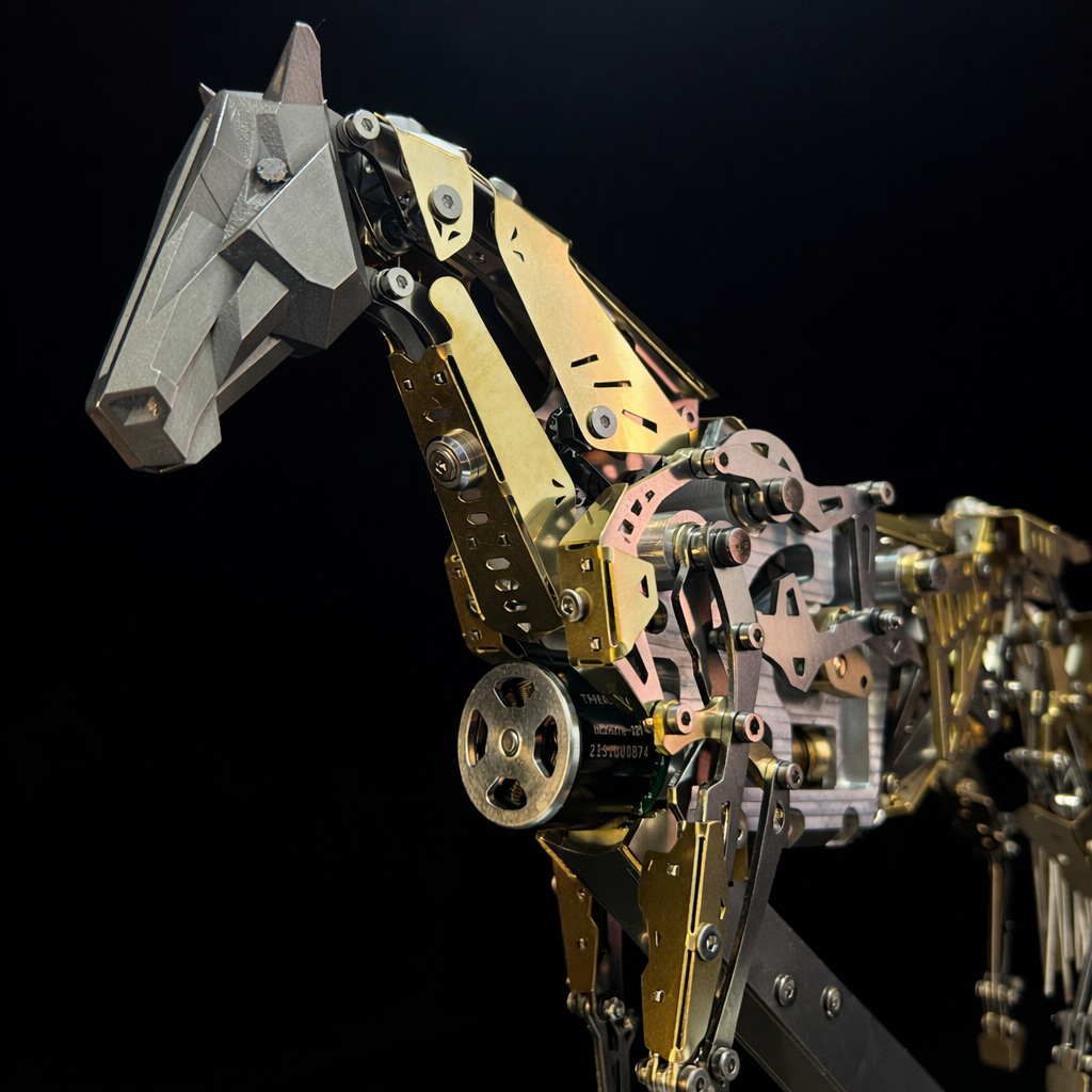 Caballo Mecánico en Movimiento Metal 3D