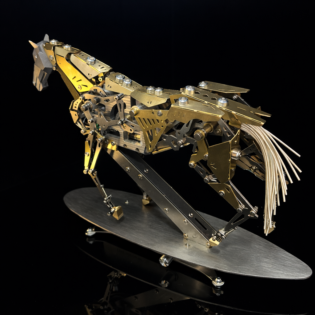Caballo Mecánico en Movimiento Metal 3D