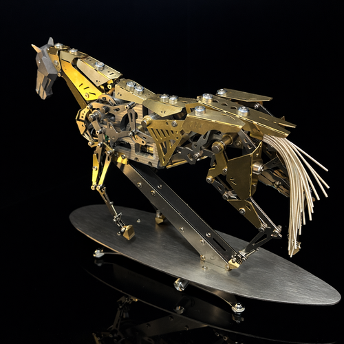 Caballo Mecánico en Movimiento Metal 3D