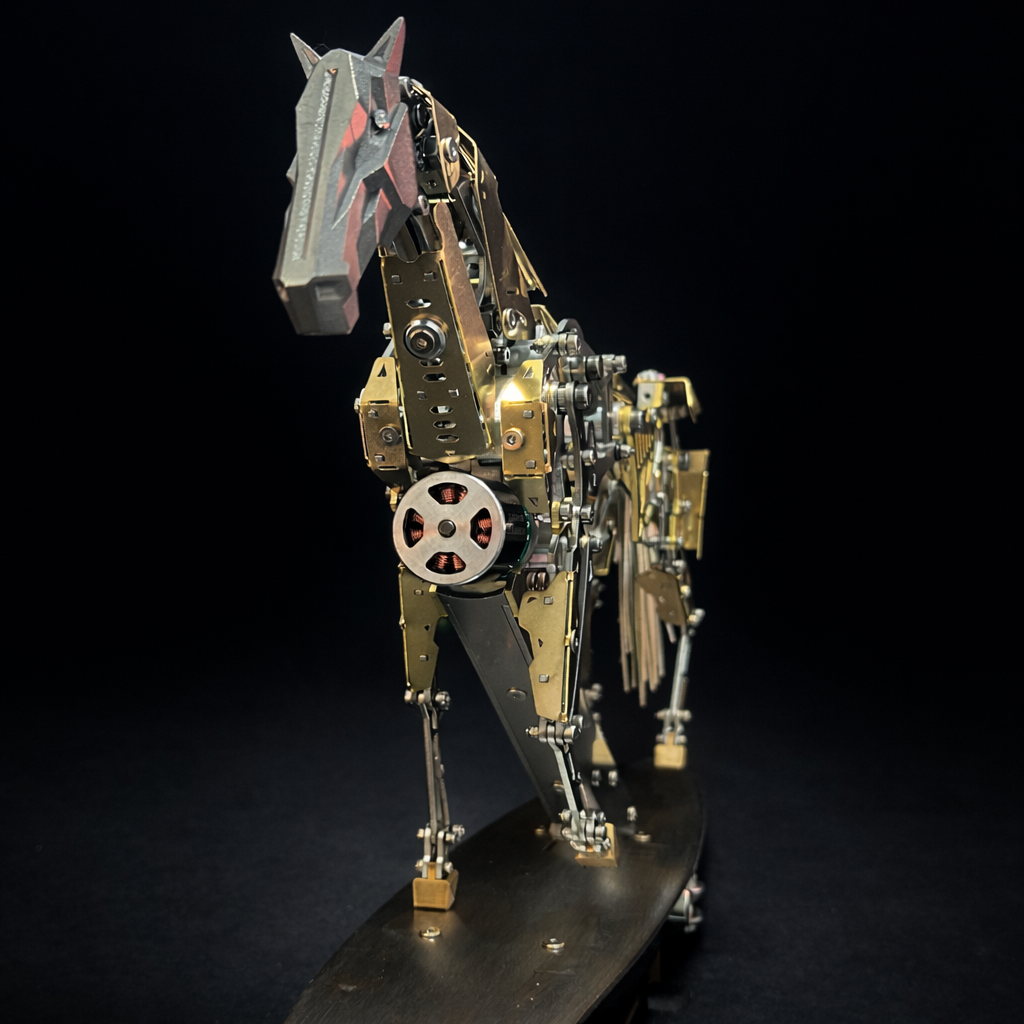 Caballo Mecánico en Movimiento Metal 3D