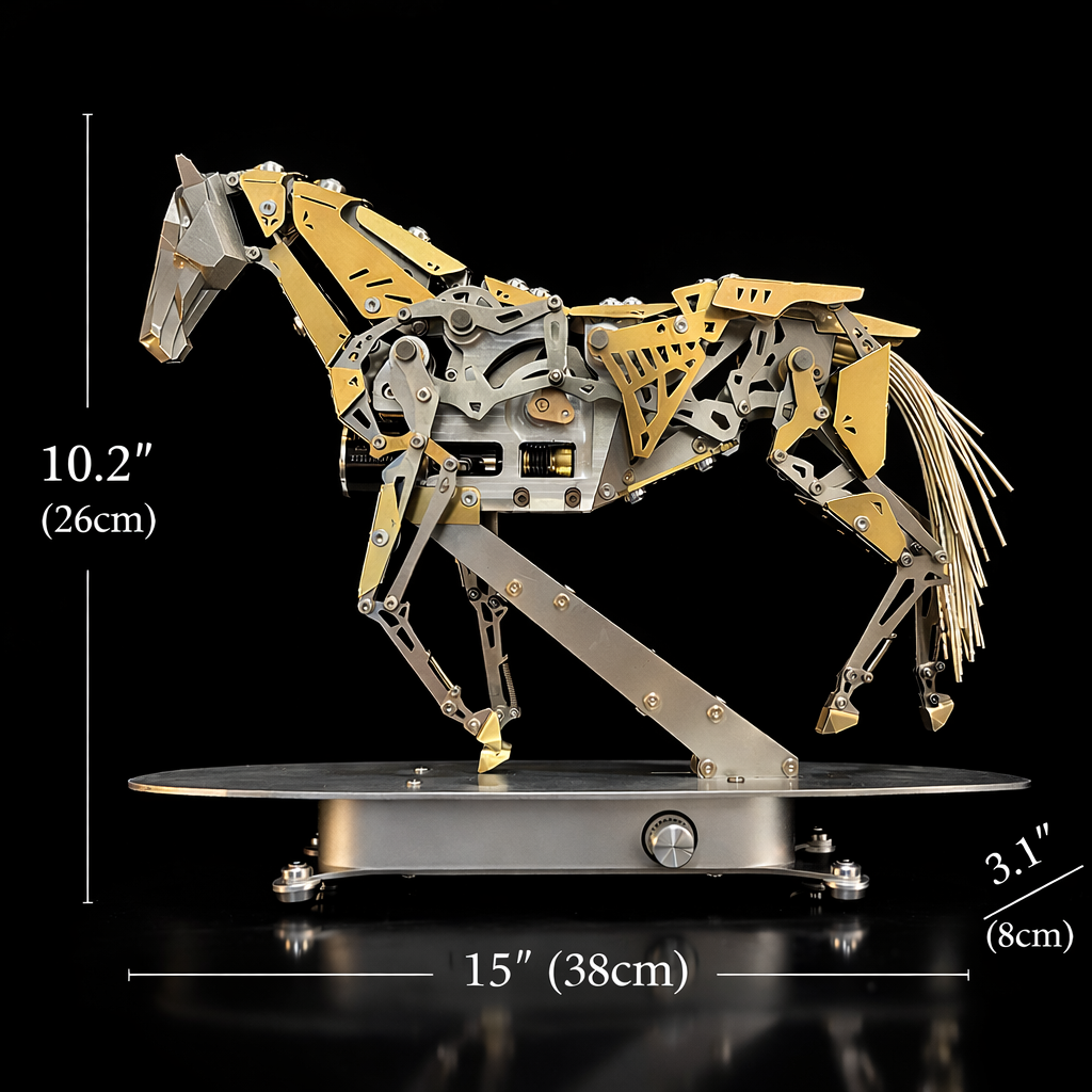 Caballo Mecánico en Movimiento Metal 3D