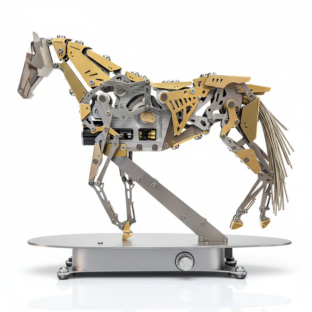 Caballo Mecánico en Movimiento Metal 3D