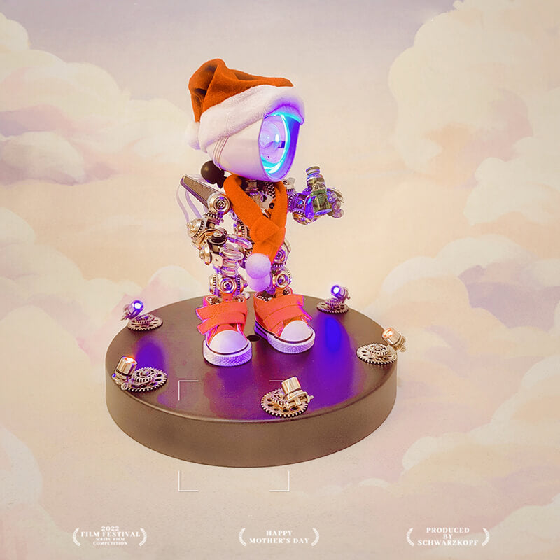 Papá Noel Mecánico Metal 3D Navidad