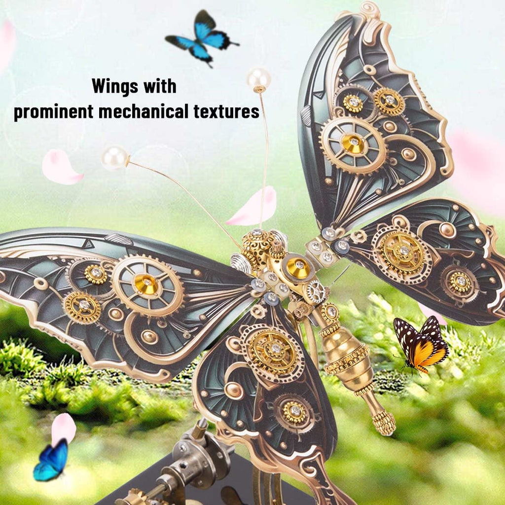Mariposa Mecánica Steampunk Metal 3D con Caja Musical